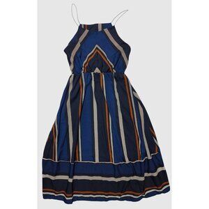 Maison Mascallier Women's Blue Striped Summer Dress Size XL